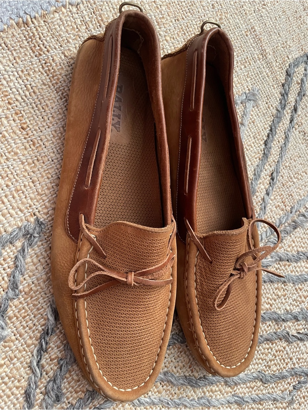 BALLY Brown Suede & Leather Driving Loafers Moccasins